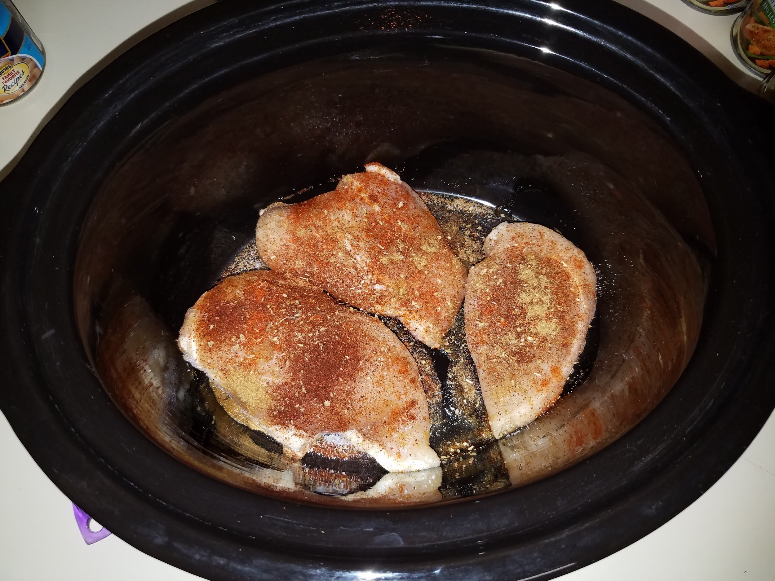 Chicken breasts in crockpot for white chicken chili