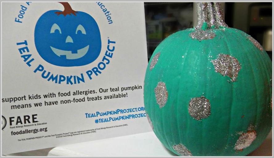 Our teal pumpkin for the Teal Pumpkin Project