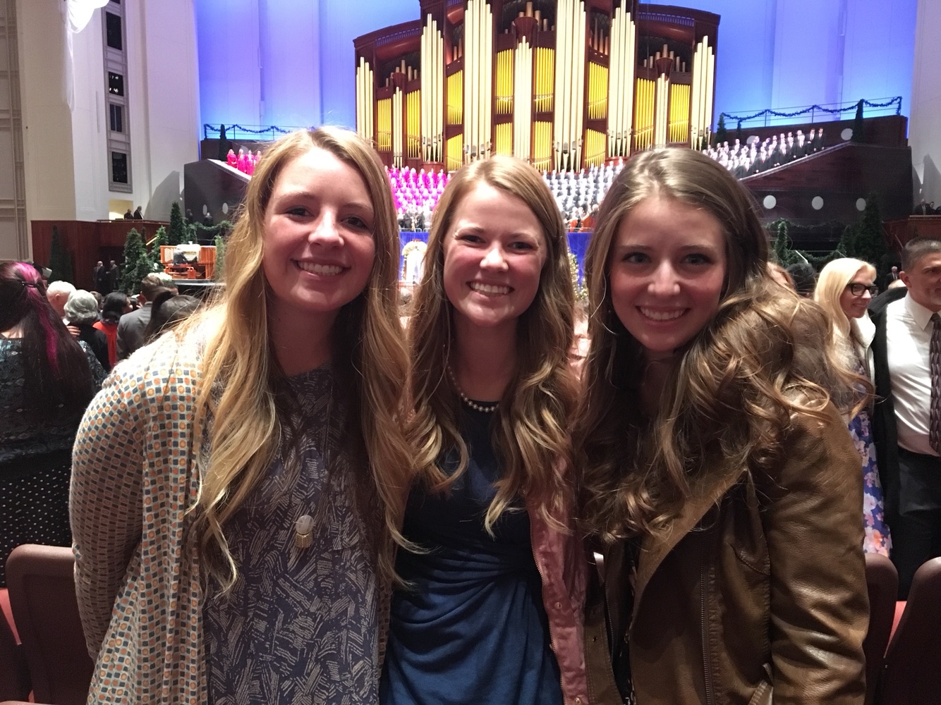 Makayla with her missionary companions at the First Presidency Christmas Devotional