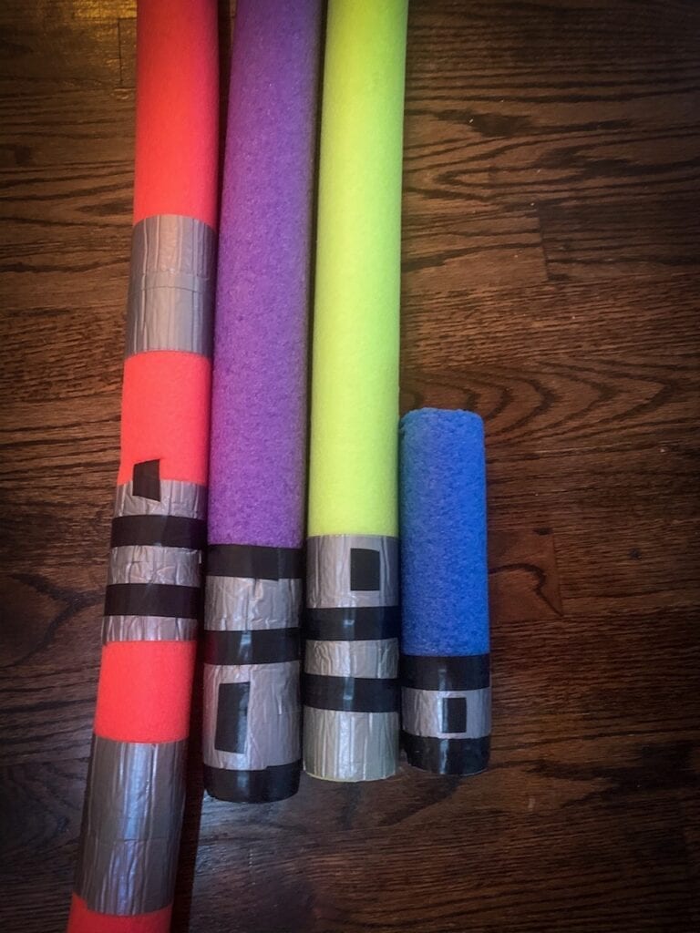 Baby Pool Noodle Lightsabers for a Star Wars Party