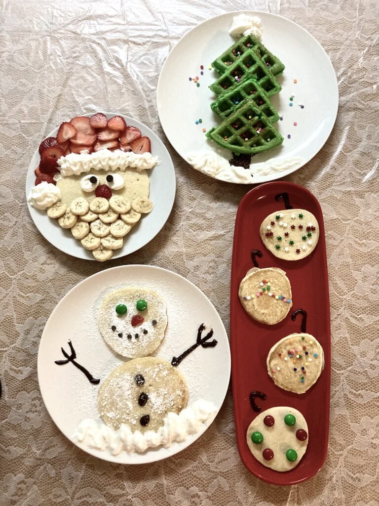 Christmas pancakes on plates